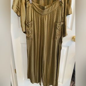 Free people satin pant and crop top set